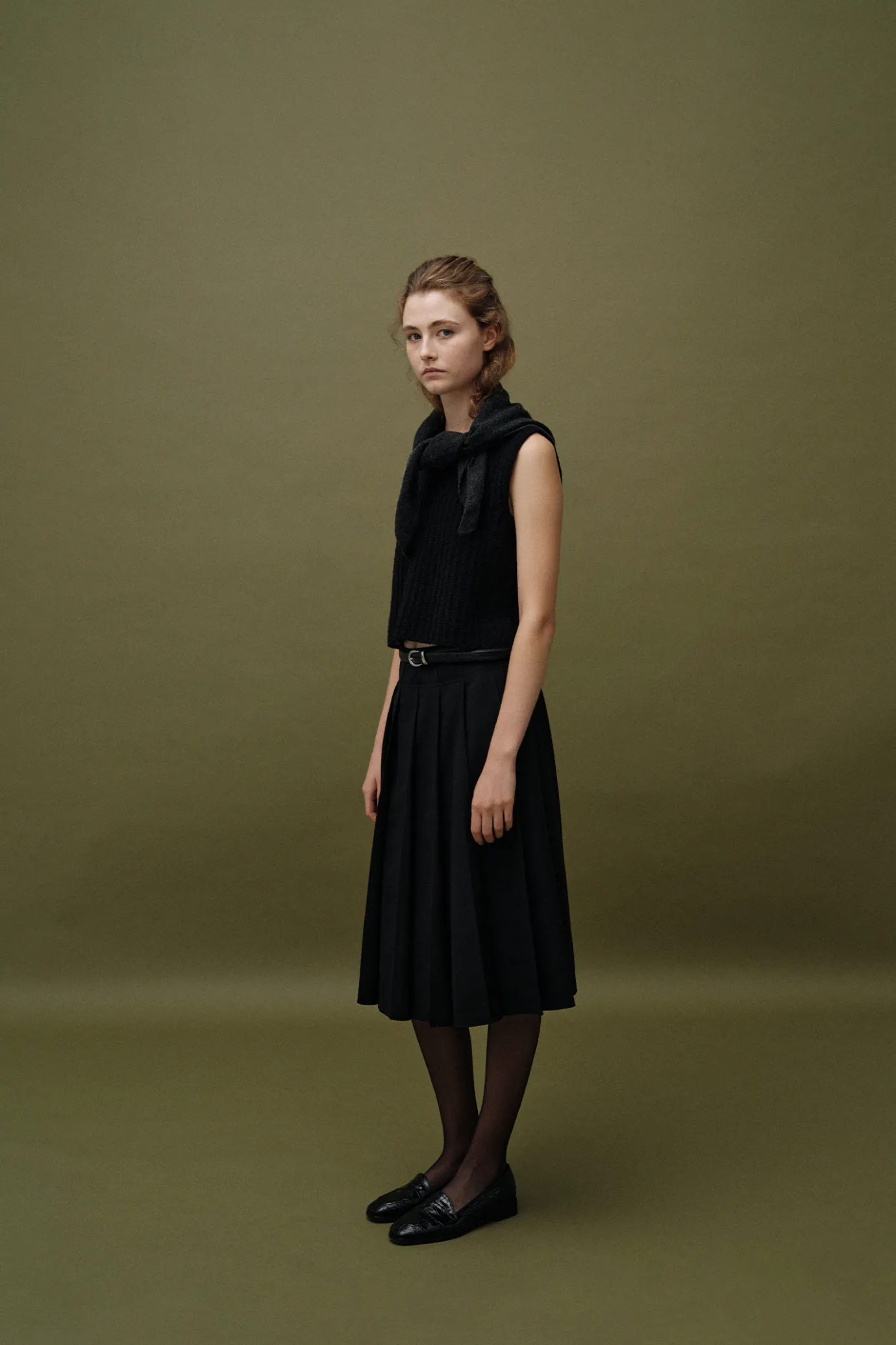Nothing written Skirts-Wool pleated skirt (Black)
